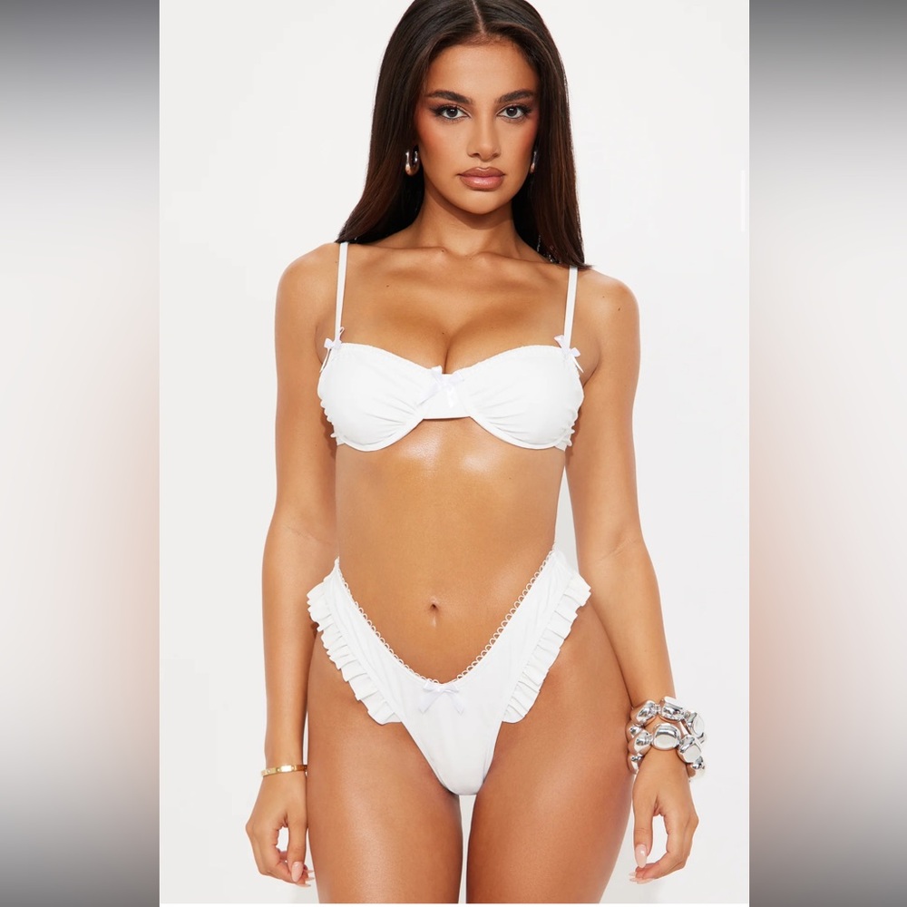 White Ruffled Bikini Set